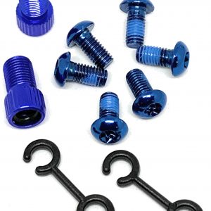 All Bicycle T Alloy Bolts Blue M5 x 10mm pack of 6pcs + 2 Presta Adaptor