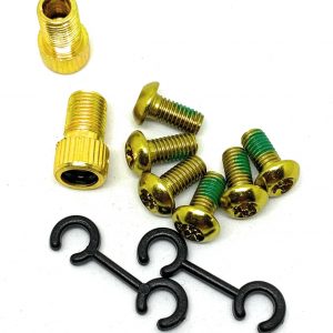 All Bicycle T Alloy Bolts Yellow M5 x 10mm pack of 6pcs + 2 Presta Adaptor