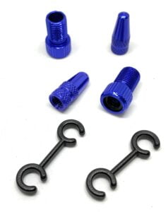 Hardheaded Ram Blue Adapter Presta to Schrader 2 pcs. + 2 Presta Valve Caps.